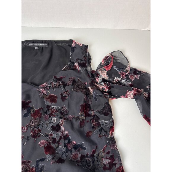 White House Black Market Cold Shoulder Floral Size 8 Velvet Burnout Whimisgoth - Picture 8 of 10